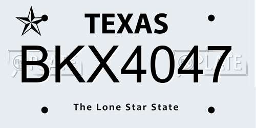 BKX4047 Texas License Plate
