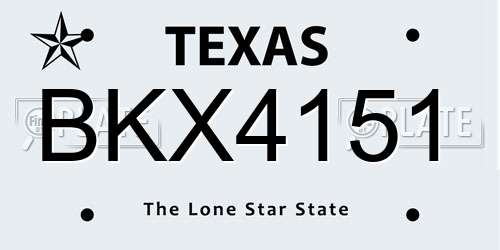 BKX4151 Texas License Plate