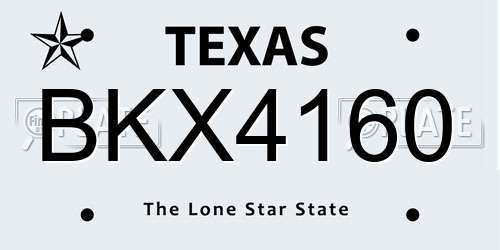 BKX4160 Texas License Plate