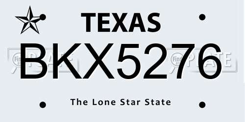 BKX5276 Texas License Plate