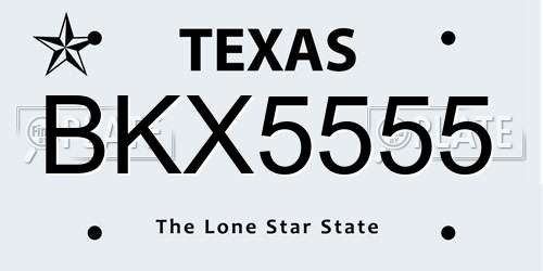 BKX5555 Texas License Plate