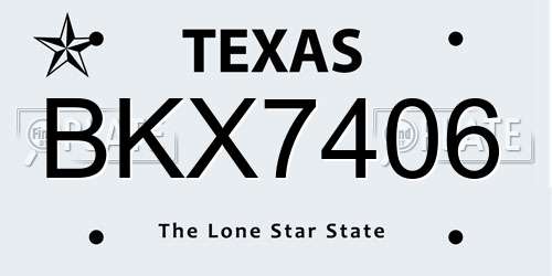 BKX7406 Texas License Plate