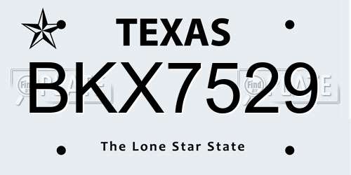 BKX7529 Texas License Plate