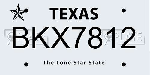 BKX7812 Texas License Plate