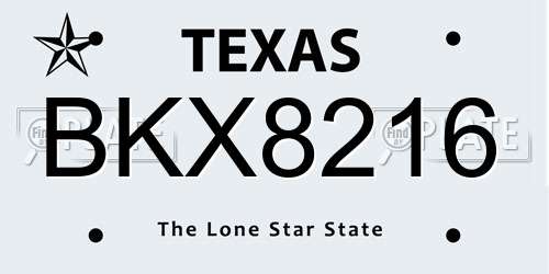BKX8216 Texas License Plate