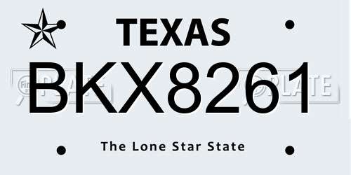 BKX8261 Texas License Plate