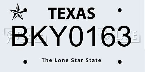BKY0163 Texas License Plate