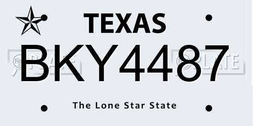 BKY4487 Texas License Plate