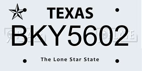 BKY5602 Texas License Plate