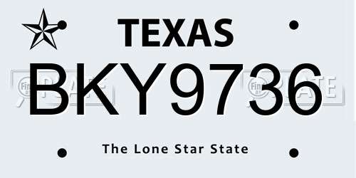 BKY9736 Texas License Plate
