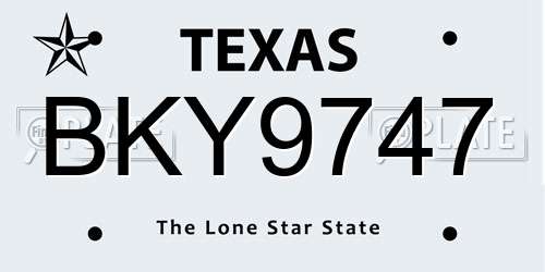 BKY9747 Texas License Plate