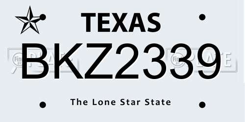 BKZ2339 Texas License Plate
