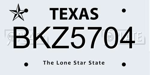 BKZ5704 Texas License Plate