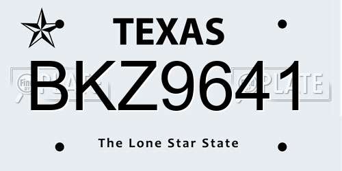 BKZ9641 Texas License Plate