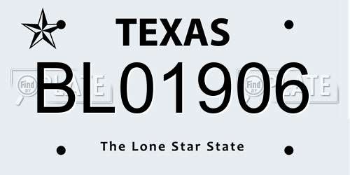 BL01906 Texas License Plate