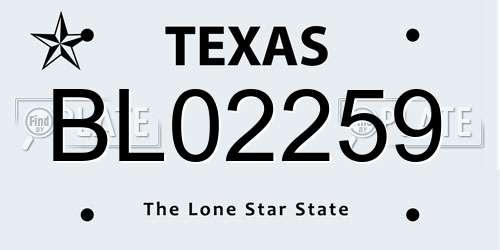 BL02259 Texas License Plate