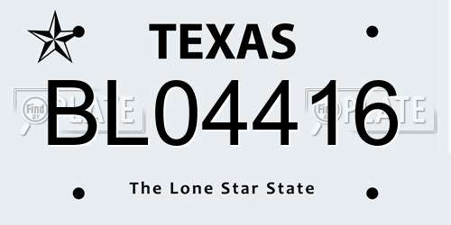 BL04416 Texas License Plate