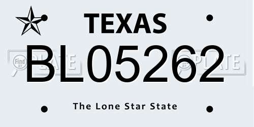 BL05262 Texas License Plate