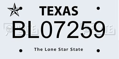 BL07259 Texas License Plate