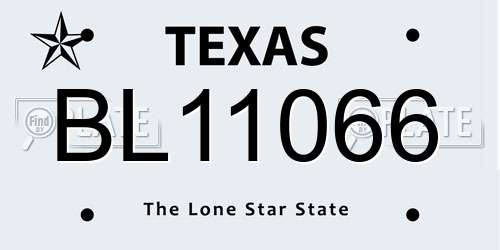 BL11066 Texas License Plate