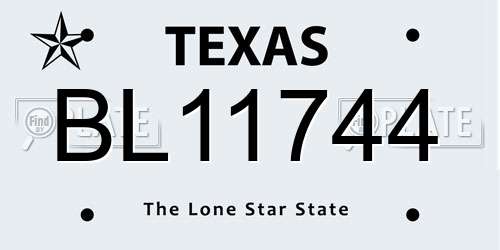 BL11744 Texas License Plate