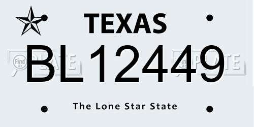 BL12449 Texas License Plate