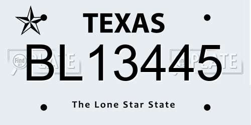 BL13445 Texas License Plate