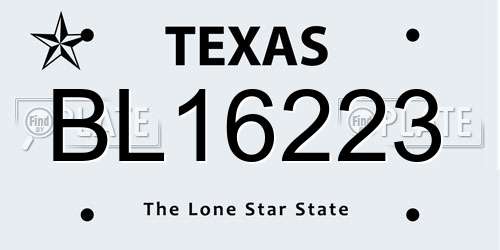 BL16223 Texas License Plate