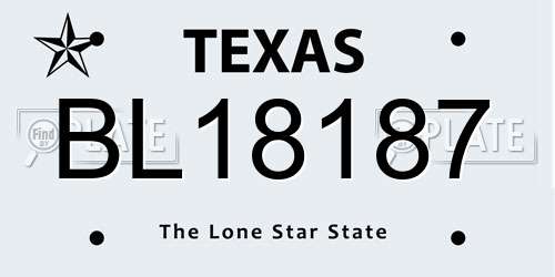 BL18187 Texas License Plate