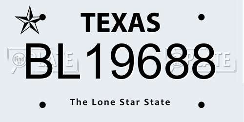 BL19688 Texas License Plate