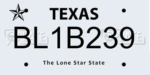 BL1B239 Texas License Plate