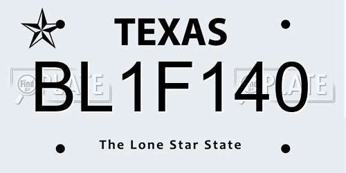 BL1F140 Texas License Plate