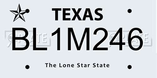 BL1M246 Texas License Plate