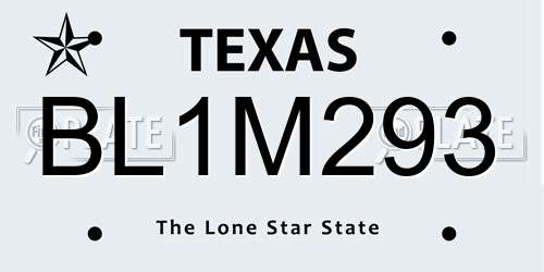 BL1M293 Texas License Plate