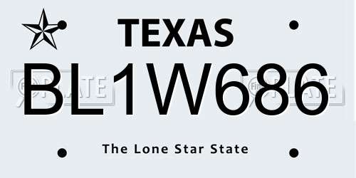 BL1W686 Texas License Plate