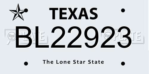 BL22923 Texas License Plate