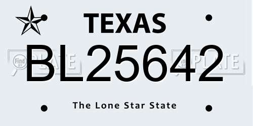 BL25642 Texas License Plate