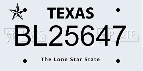 BL25647 Texas License Plate