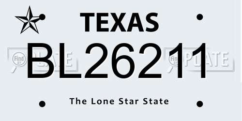 BL26211 Texas License Plate