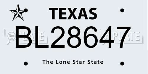 BL28647 Texas License Plate