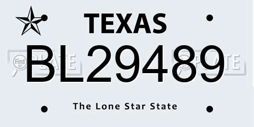BL29489 Texas License Plate