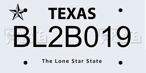 BL2B019 Texas License Plate