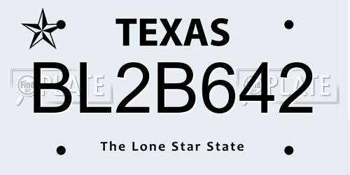 BL2B642 Texas License Plate