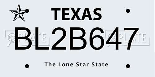 BL2B647 Texas License Plate