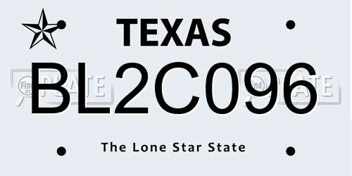 BL2C096 Texas License Plate