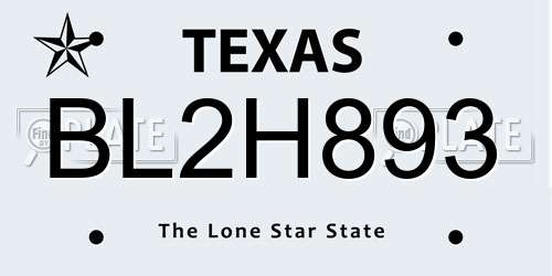 BL2H893 Texas License Plate