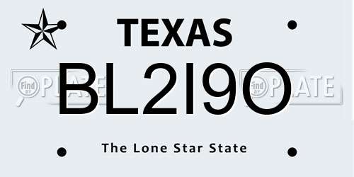 BL2I9O Texas License Plate