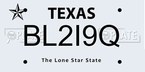 BL2I9Q Texas License Plate