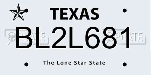 BL2L681 Texas License Plate