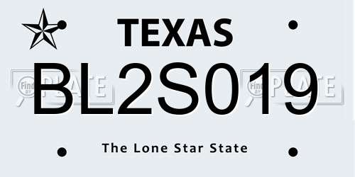 BL2S019 Texas License Plate